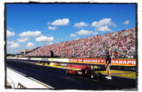 Edd and his son, Trey, making an exhibition pass at the 2014 US Nationals 